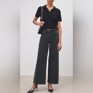 Nili Lotan Megan Wide Leg Black Wash Jeans